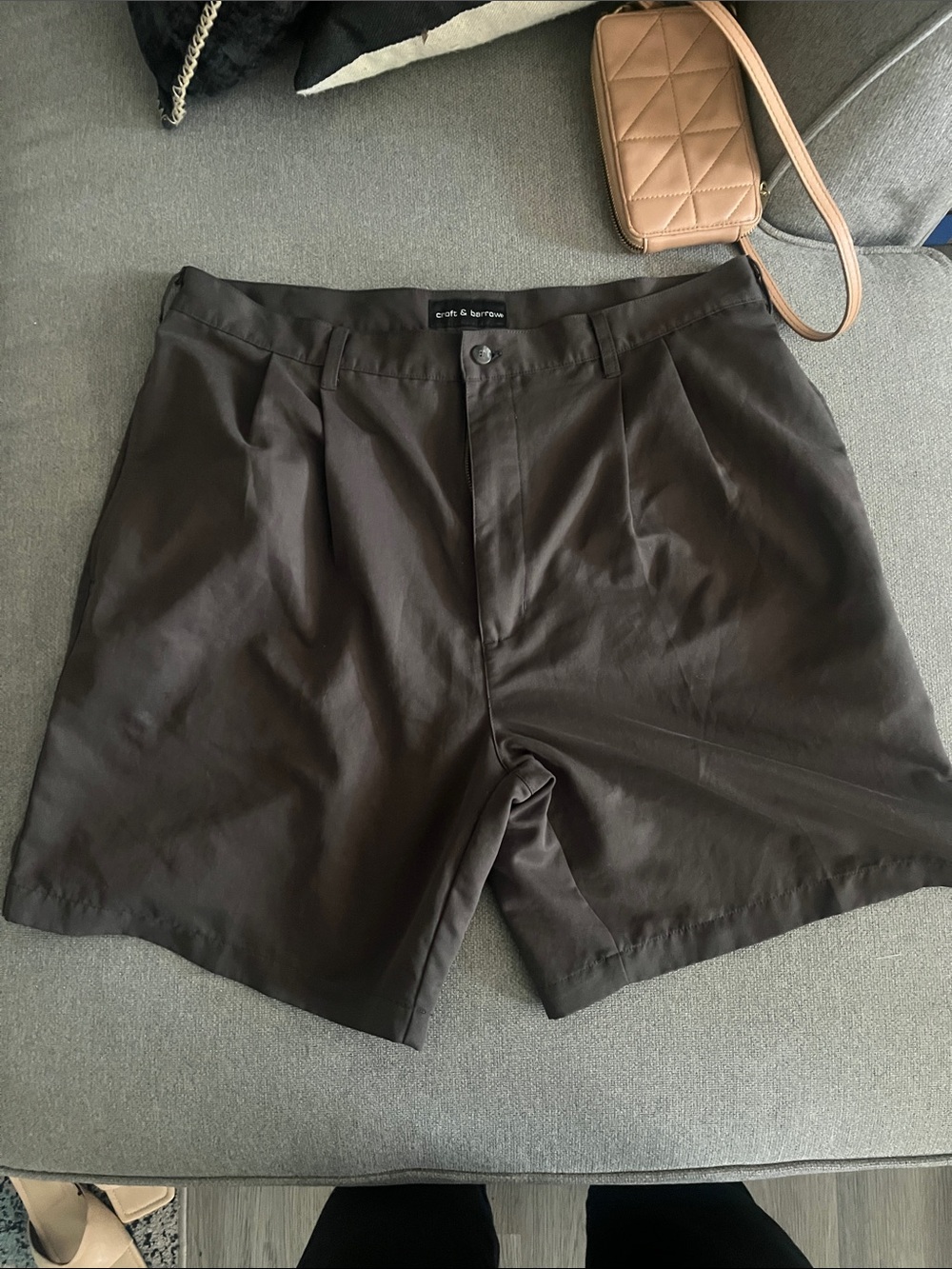 croft & barrow Men's Dark Brown Flat Front Quick Down Jacket Dry Shorts